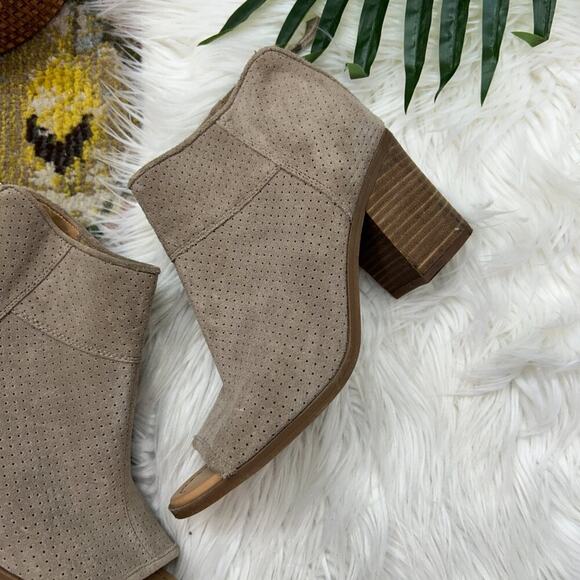 Franco Sarto Neutral Taupe Brown Open Toe Peep Toe Leather Ankle Boots Booties 8 - Picture 3 of 8